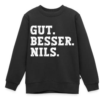 Gut Besser Nils Lustiger Spruch Name Nils - Kinder Premium Organic Sweatshirt - Schwarz - Vorne - AI Model Kid Female (0cm)