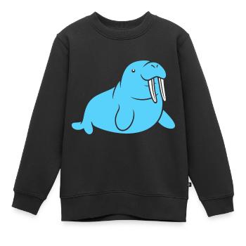 Walross - Kinder Premium Organic Sweatshirt - Schwarz - Vorne - AI Model Kid Female (0cm)