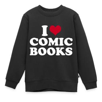 J’adore les bandes dessinées - Sweat Premium enfant bio - noir - Devant - AI Model Kid Female (0cm)