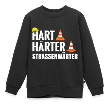Hart Härter Straßenwärter Straßenbau Straßenbauer - Kinder Premium Organic Sweatshirt - Schwarz - Vorne - AI Model Kid Female (0cm)