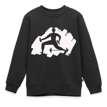 Musculation Haltérophilie Fitness Workout - Sweat Premium enfant bio - noir - Devant - AI Model Kid Female (0cm)