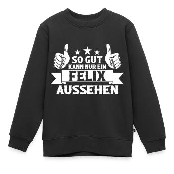 Felix - Kinder Premium Organic Sweatshirt - Schwarz - Vorne - AI Model Kid Female (0cm)