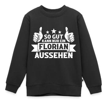 Florian - Kinder Premium Organic Sweatshirt - Schwarz - Vorne - AI Model Kid Female (0cm)