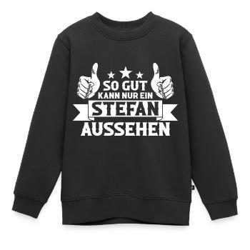 Stefan - Kinder Premium Organic Sweatshirt - Schwarz - Vorne - AI Model Kid Female (0cm)