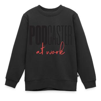 Podcaster Podcast au travail - Sweat Premium enfant bio - noir - Devant - AI Model Kid Female (0cm)