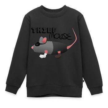 Souris voleur au look escroc - Sweat Premium enfant bio - noir - Devant - AI Model Kid Female (0cm)