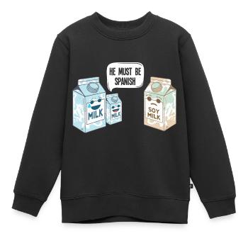 Sojamilch - Soy Milk spanisch - Kinder Premium Organic Sweatshirt - Schwarz - Vorne - AI Model Kid Female (0cm)