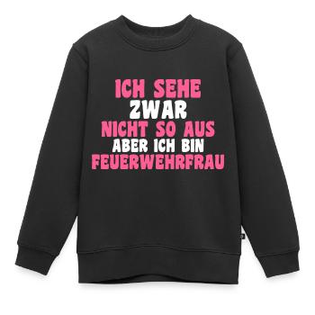 Feuerwehr Feuerwehrfrau - Kinder Premium Organic Sweatshirt - Schwarz - Vorne - AI Model Kid Female (0cm)