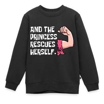 und die Prinzessin rettet sich - Kinder Premium Organic Sweatshirt - Schwarz - Vorne - AI Model Kid Female (0cm)