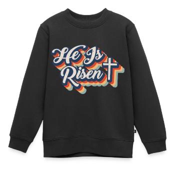 He Is Risen Auferstehung Jesus Christus Glaube - Kinder Premium Organic Sweatshirt - Schwarz - Vorne - AI Model Kid Female (0cm)