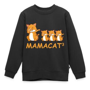 Schwanger werdene Mutter Drillinge Katze - Kinder Premium Organic Sweatshirt - Schwarz - Vorne - AI Model Kid Female (0cm)