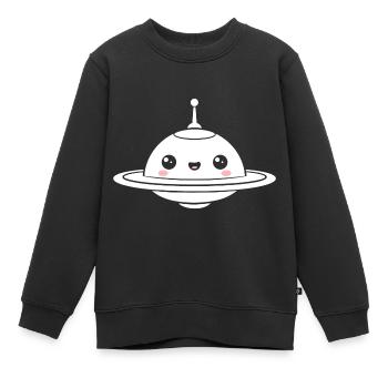 fliegende Untertasse - Kinder Premium Organic Sweatshirt - Schwarz - Vorne - AI Model Kid Female (0cm)
