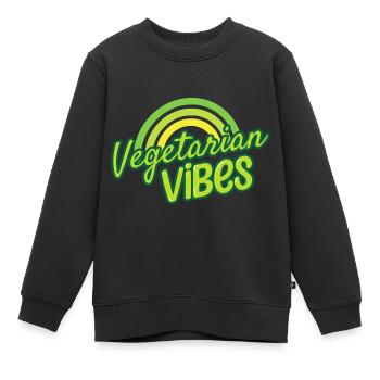 Vegan Vegetarier Pflanzlich Vintage I Geschenk - Kinder Premium Organic Sweatshirt - Schwarz - Vorne - AI Model Kid Female (0cm)