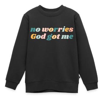Keine Sorge, Gott hat mich - Christian - Kinder Premium Organic Sweatshirt - Schwarz - Vorne - AI Model Kid Female (0cm)