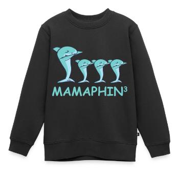Schwanger werdene Mutter Drillinge Delfin - Kinder Premium Organic Sweatshirt - Schwarz - Vorne - AI Model Kid Female (0cm)