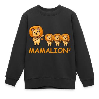Schwanger werdene Mutter Drillinge Löwe - Kinder Premium Organic Sweatshirt - Schwarz - Vorne - AI Model Kid Female (0cm)