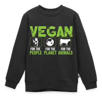 Vegan for People for Planet for Animals - Sweat Premium enfant bio - noir - Devant - AI Model Kid Female (0cm)