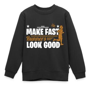 Motif marathon pour coureurs et joggeurs - Sweat Premium enfant bio - noir - Devant - AI Model Kid Female (0cm)