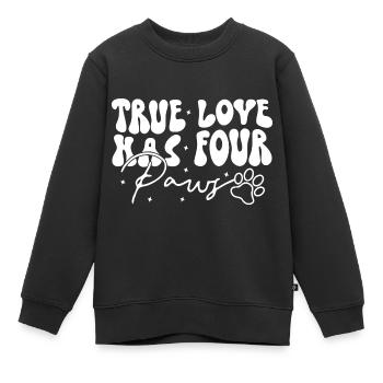 Hund Wahre Liebe hat vier Pfoten Hundebesitzer Wau - Kinder Premium Organic Sweatshirt - Schwarz - Vorne - AI Model Kid Female (0cm)
