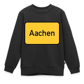 Aachen Ortsschild Gelbe Tafel - Kinder Premium Organic Sweatshirt - Schwarz - Vorne - AI Model Kid Female (0cm)