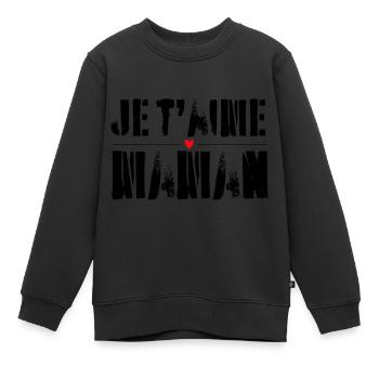 Maman Je t'aime - Sweat Premium enfant bio - noir - Devant - AI Model Kid Female (0cm)