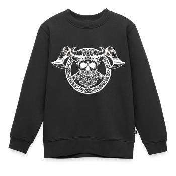 Wikinger - Kinder Premium Organic Sweatshirt - Schwarz - Vorne - AI Model Kid Female (0cm)