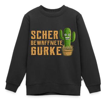 Schwer Bewaffnete Gurke Lustiger Spruch Kaktus - Kinder Premium Organic Sweatshirt - Schwarz - Vorne - AI Model Kid Female (0cm)