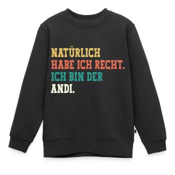 Andi Lustiger Spruch Vorname Name Andi - Kinder Premium Organic Sweatshirt - Schwarz - Vorne - AI Model Kid Female (0cm)