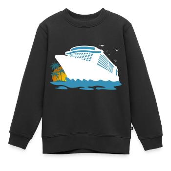 Croisière, Bateau De Croisière, Croisière - Sweat Premium enfant bio - noir - Devant - AI Model Kid Female (0cm)