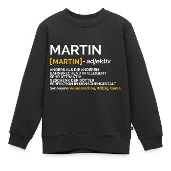 Martin - Kinder Premium Organic Sweatshirt - Schwarz - Vorne - AI Model Kid Female (0cm)