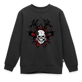 tete de mort dragon tribal crane - Sweat Premium enfant bio - noir - Devant - AI Model Kid Female (0cm)
