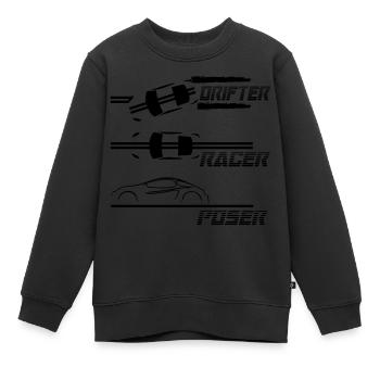 drifter racer pose - Kids Premium Organic Sweatshirt - black - Front - AI Model Kid Female (0cm)
