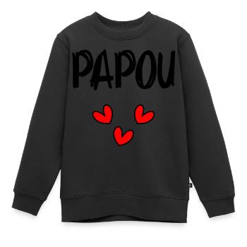 PAPUA. Papa. VATERTAG. HAPPY DADDY'S DAY - Kinder Premium Organic Sweatshirt - Schwarz - Vorne - AI Model Kid Female (0cm)