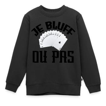 Je Bluff Ou Pas Poker Casino - Sweat Premium enfant bio - noir - Devant - AI Model Kid Female (0cm)