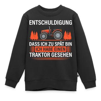 Ich habe einen Traktor gesehen - Kinder Premium Organic Sweatshirt - Schwarz - Vorne - AI Model Kid Female (0cm)
