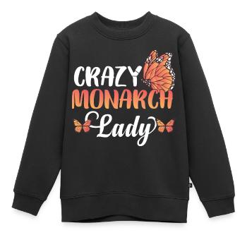 Crazy Monarch Lady - Sweat Premium enfant bio - noir - Devant - AI Model Kid Female (0cm)