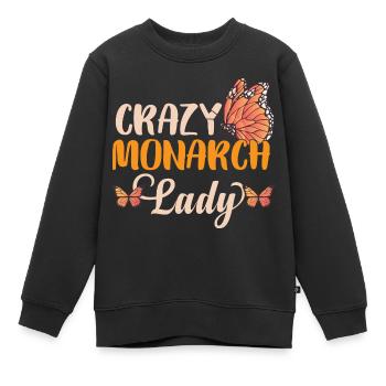 Crazy Monarch Lady - Sweat Premium enfant bio - noir - Devant - AI Model Kid Female (0cm)