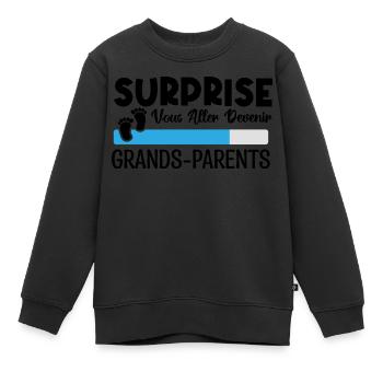 annonce grossesse grands parents. devenir grands. - Sweat Premium enfant bio - noir - Devant - AI Model Kid Female (0cm)