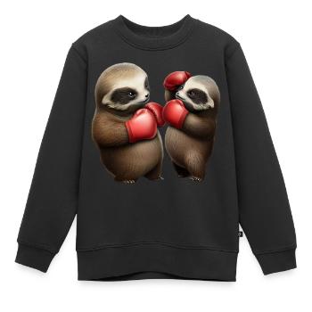 Niedliche Baby- Faultiere im Boxkampf - Kinder Premium Organic Sweatshirt - Schwarz - Vorne - AI Model Kid Female (0cm)