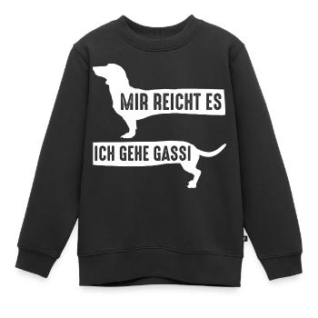 Hund Gassi Dackel - Kinder Premium Organic Sweatshirt - Schwarz - Vorne - AI Model Kid Female (0cm)