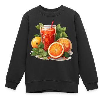 Blutorange Orange Saft Blutorangensaft - Kinder Premium Organic Sweatshirt - Schwarz - Vorne - AI Model Kid Female (0cm)