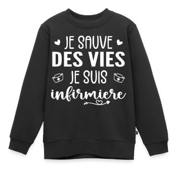 Ich bin ein Lebensretter, ich bin Krankenschwester - Kinder Premium Organic Sweatshirt - Schwarz - Vorne - AI Model Kid Female (0cm)