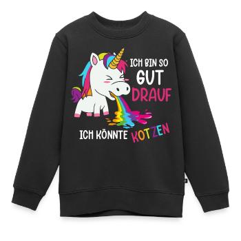 Je suis de si bonne humeur que je pourrais vomir - Sweat Premium enfant bio - noir - Devant - AI Model Kid Female (0cm)