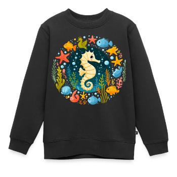 Seepferdchen Meer Seestern Urlaub Fische Tauchen - Kinder Premium Organic Sweatshirt - Schwarz - Vorne - AI Model Kid Female (0cm)
