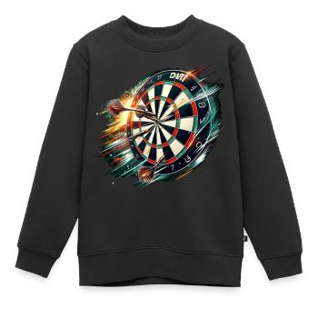 Dart spielen am Dartboard - Kinder Premium Organic Sweatshirt - Schwarz - Vorne - AI Model Kid Female (0cm)