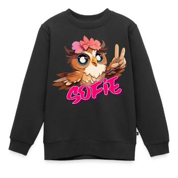 SOFIE - Schöner Mädchen Name mit süßer EULE - Kinder Premium Organic Sweatshirt - Schwarz - Vorne - AI Model Kid Female (0cm)
