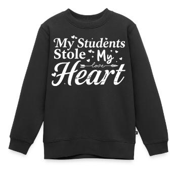 Meine Schüler haben mein Herz gestohlen - Kinder Premium Organic Sweatshirt - Schwarz - Vorne - AI Model Kid Female (0cm)
