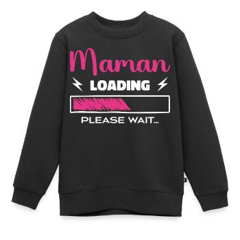 Mama lädt Bitte warten... - Kinder Premium Organic Sweatshirt - Schwarz - Vorne - AI Model Kid Female (0cm)