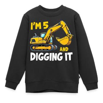 I`M 5 And Digging It - 5 Jahre, 5. Geburtstag - Kinder Premium Organic Sweatshirt - Schwarz - Vorne - AI Model Kid Female (0cm)