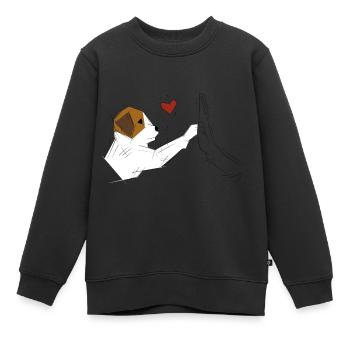 Hund High Five Hundeliebhaber - Kinder Premium Organic Sweatshirt - Schwarz - Vorne - AI Model Kid Female (0cm)